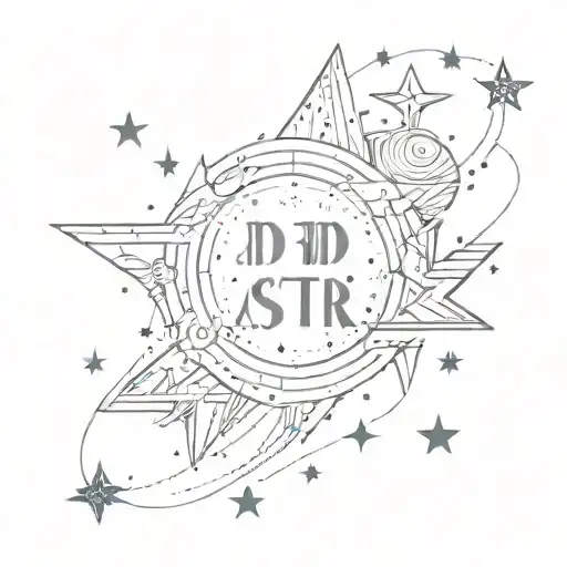 ad Astra per aspera written in fine line script surrounded by small stars tattoo design idea