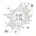 ad Astra per aspera written in fine line script surrounded by small stars tattoo design idea