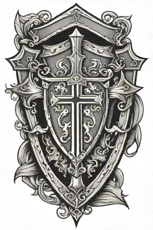cathoclism and knights templar shield tattoo design idea