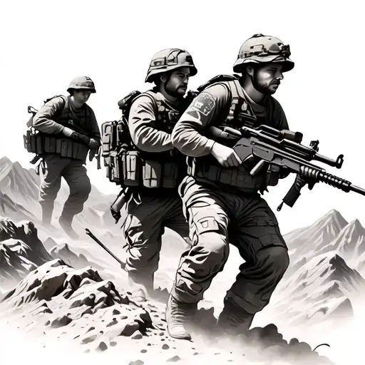US Army soldiers the mountains of Afghanistan  tattoo design idea