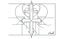 Crusader cross with Isaiah 6:8 bible versewritten tattoo design idea