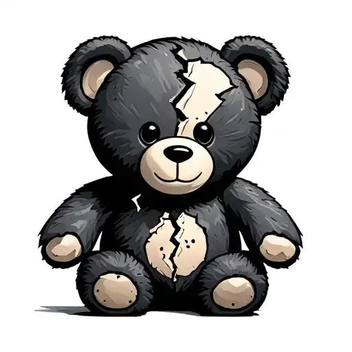 Broken Teddy Bear tattoo design idea