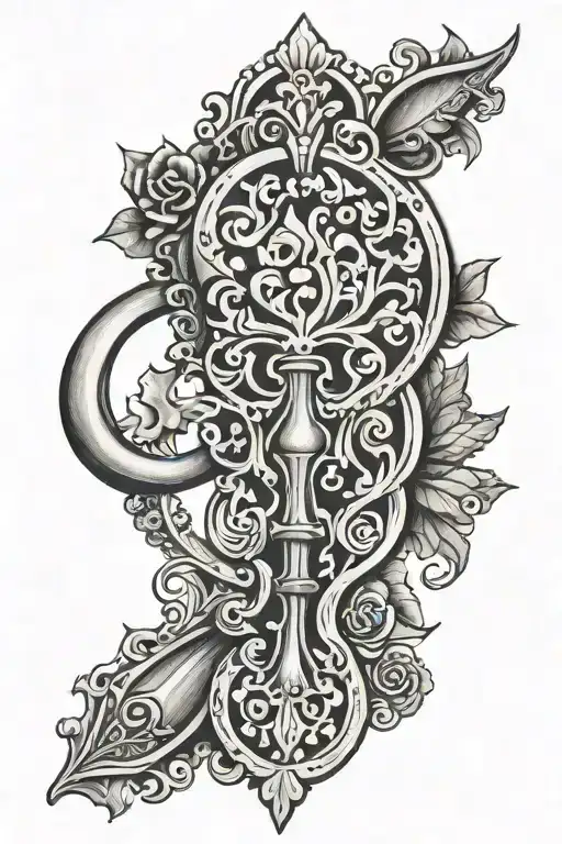 skeleton key design tattoo design idea