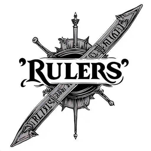 write the word ''RULERS'' in dark lettering tattoo design idea