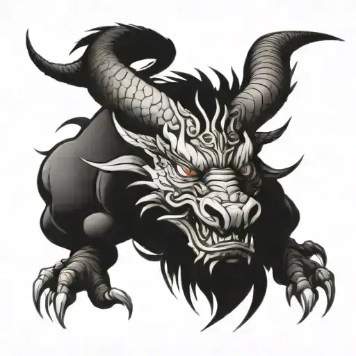 dragon ox tattoo design idea
