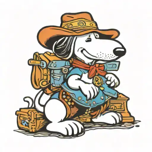 American traditional cowboy Snoopy dressed tattoo design idea