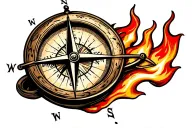 compass water fire globe tattoo design idea
