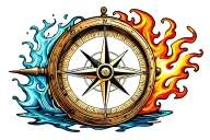 compass water fire globe tattoo design idea