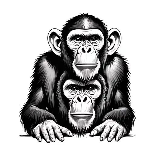 three wise monkey tattoo design idea