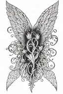 Wing and root patterns tattoo design idea