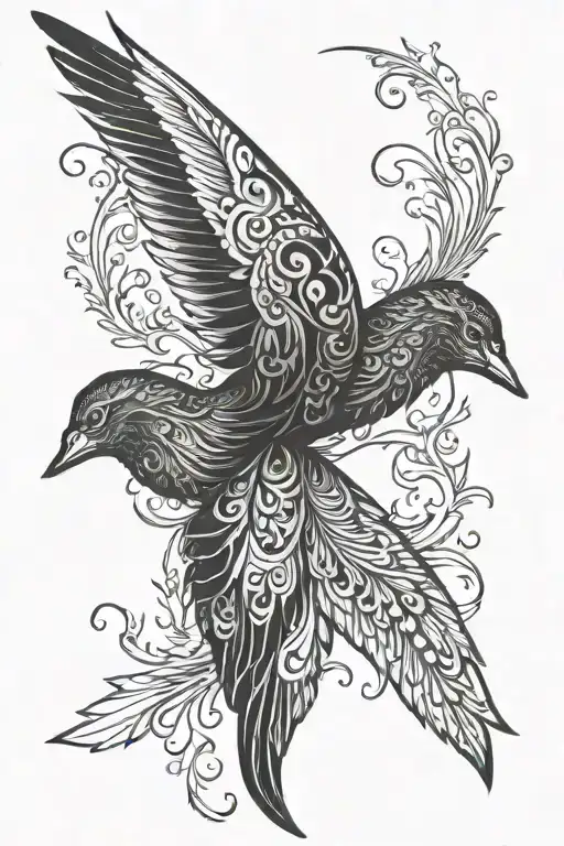 Wing and root patterns tattoo design idea