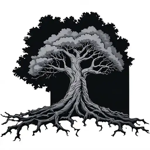 broken family tree tattoo design idea