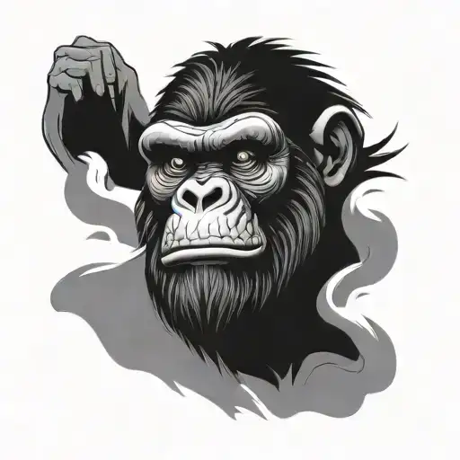 muscular ape with females tattoo design idea