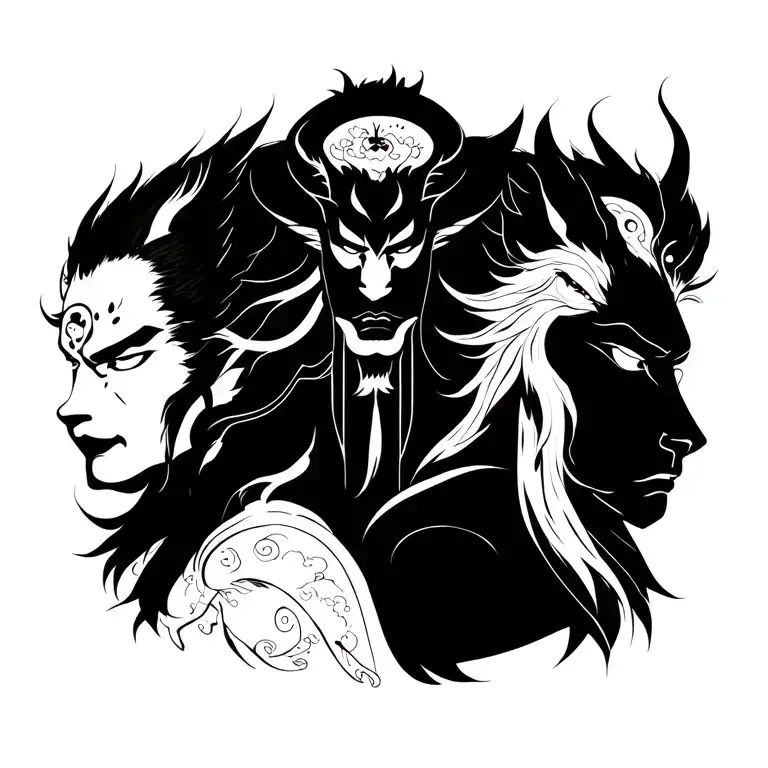 Three gods. Amaterasu, Tsukuyomi and Susanoo. tattoo design idea