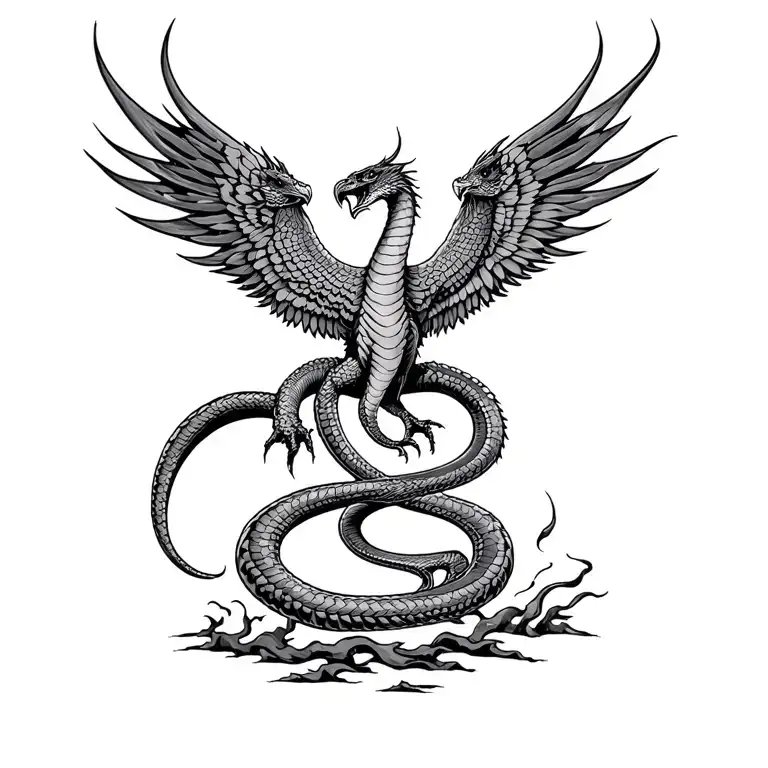 cobra phoenix rising from the ashes tattoo design idea