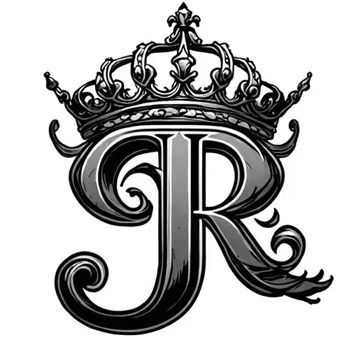 letter J with a crown  tattoo design idea