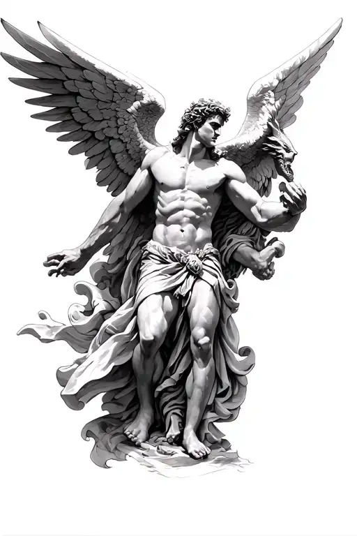st michael the archangel Michael defeating Lucifer tattoo design idea