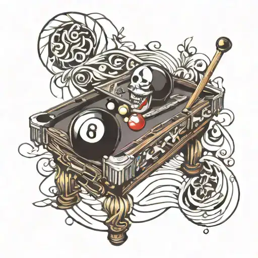 pool table with an 8 ball tattoo design idea