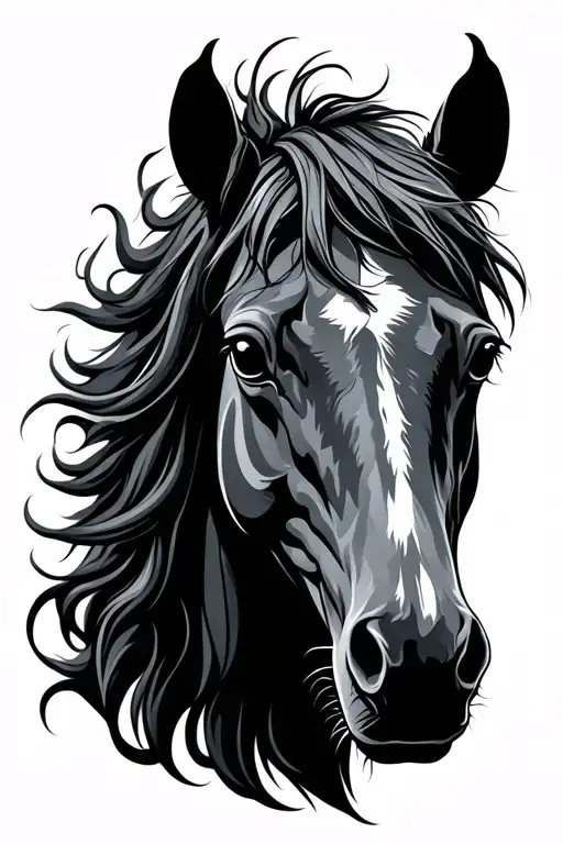 Horse head with thick blaze  tattoo design idea