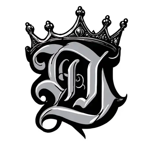 "D" crown tattoo design idea