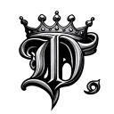 "D" crown tattoo design idea