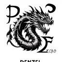 "Denzel" Dragon echo with the name Denzel tattoo design idea
