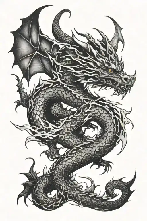 elements of earth dragon made tattoo design idea