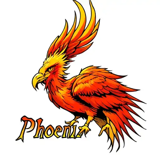 Phoenix with the name lucas tattoo design idea