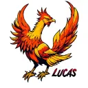 Phoenix with the name lucas tattoo design idea