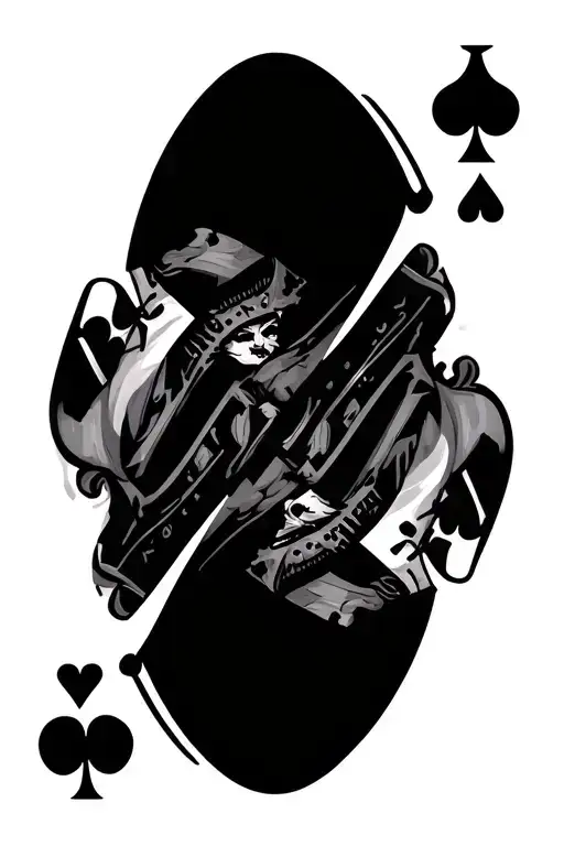 king of spades and joker playing card tattoo design idea