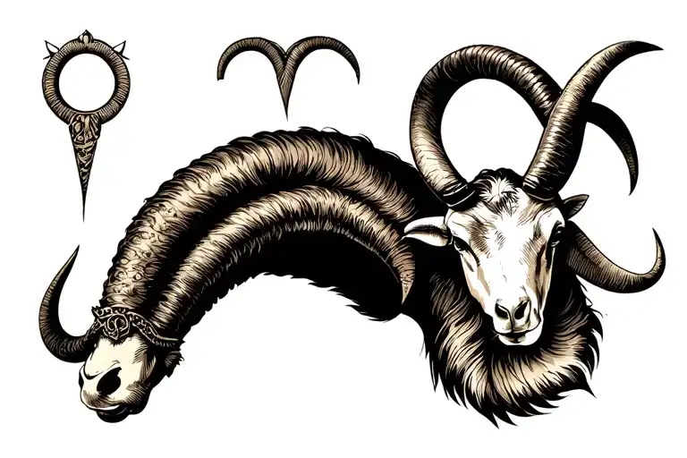 capricorn and aries symbol with old tattoo design idea