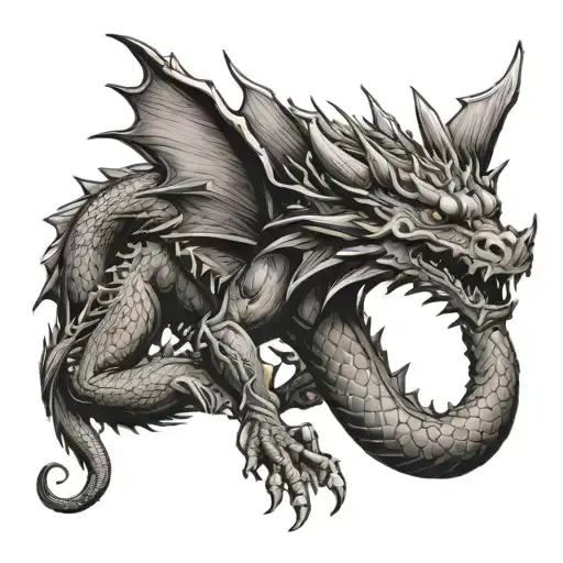 fine line dragon tattoo design idea