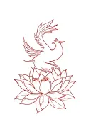 phoenix bird and lotus flower tattoo design idea