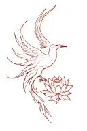 phoenix bird and lotus flower tattoo design idea