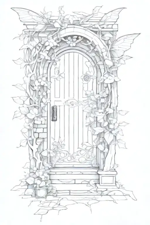 fairy and fairy door cracked open tattoo design idea
