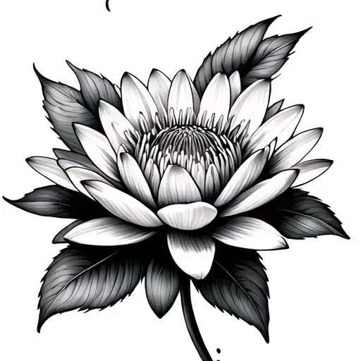 honeysuckle water Lilly aster chrysanthemum flower tattoo design idea
