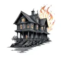 Burning House tattoo design idea