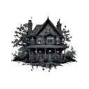 Burning House tattoo design idea