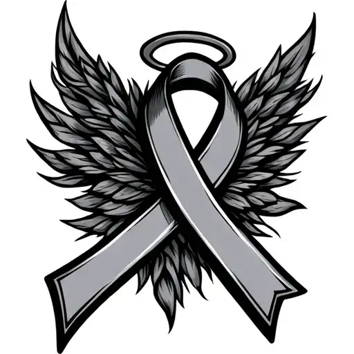 prostate cancer ribbon with halo  tattoo design idea
