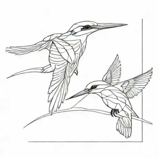 three flying kingfishers tattoo design idea