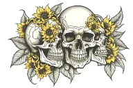 sunflowers wrapped into skull inside tattoo design idea