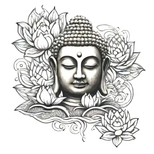 buddha with lotus flower tattoo design idea