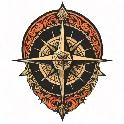 True North compass tattoo design idea