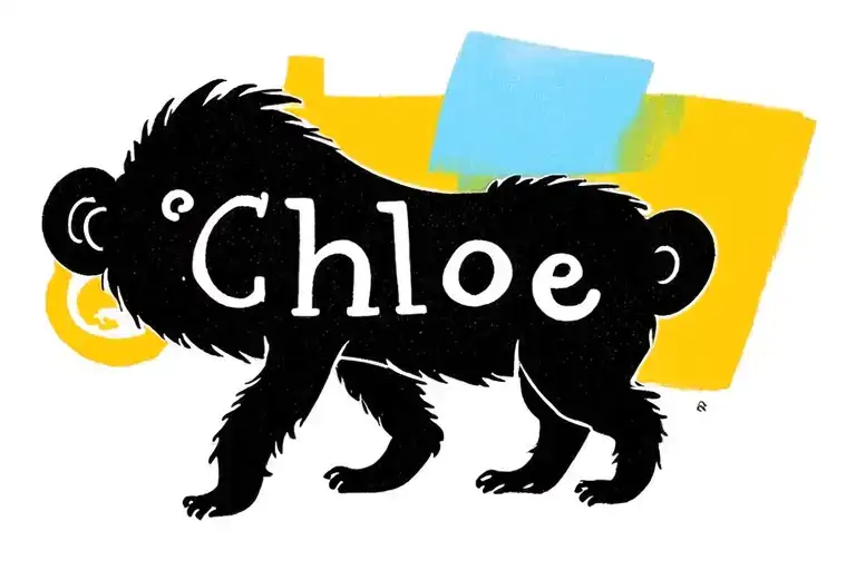 Monkey made out of name Chloe tattoo design idea