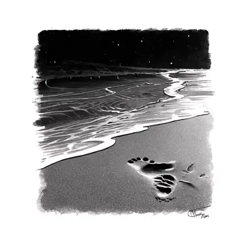 Footprints In The Sand tattoo design idea