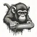 monkey, tree, chainsaw tattoo design idea