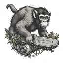 monkey, tree, chainsaw tattoo design idea
