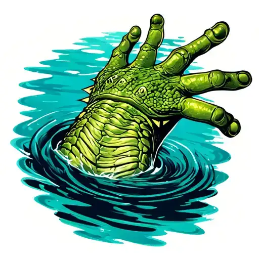 Paw of the creature from the black lagoon swimming tattoo design idea