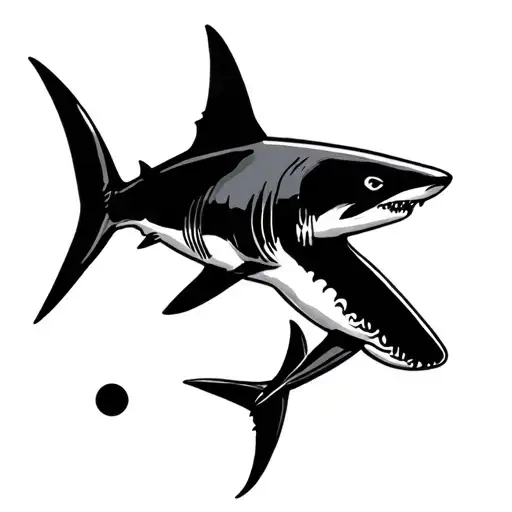 shark and compass tattoo shape of semi colon, compass is the top dot and shark is in the shape of the bottom comma  tattoo design idea