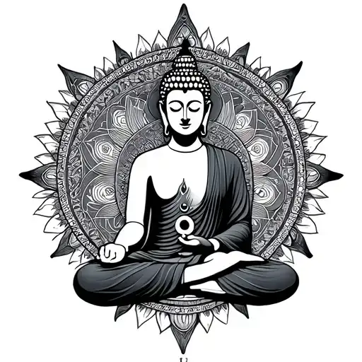 chakras / energy centers Buddha meditating tattoo design idea